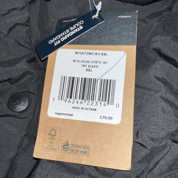 NWT The North Face Collarless Synthetic Black Jacket Women’s Size XXL - Picture 5 of 9